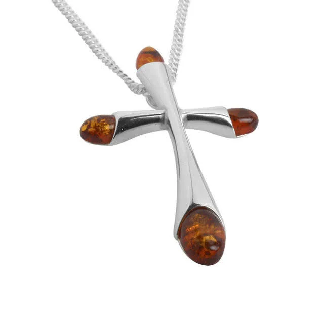 Baltic Amber Tipped Silver Cross