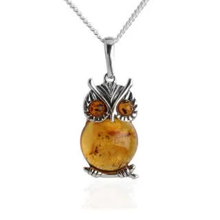 Baltic Amber Owl Pendant - Adorable Owl Pendant