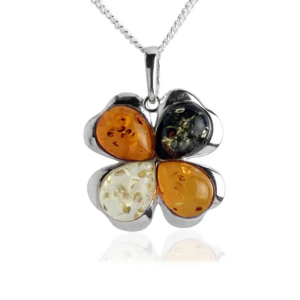 Four Leaf Clover Baltic Amber Pendant