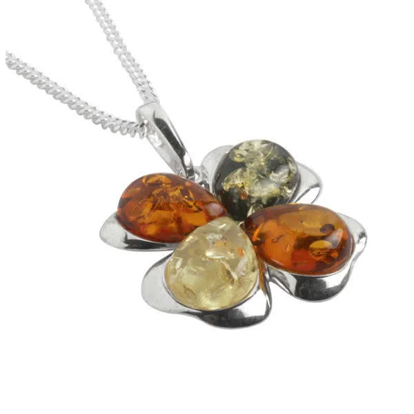 Four Leaf Clover Honey, Green and Lemon Amber Pendant