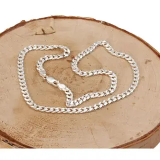 Men's Solid 925 Sterling Silver Curb Chain
