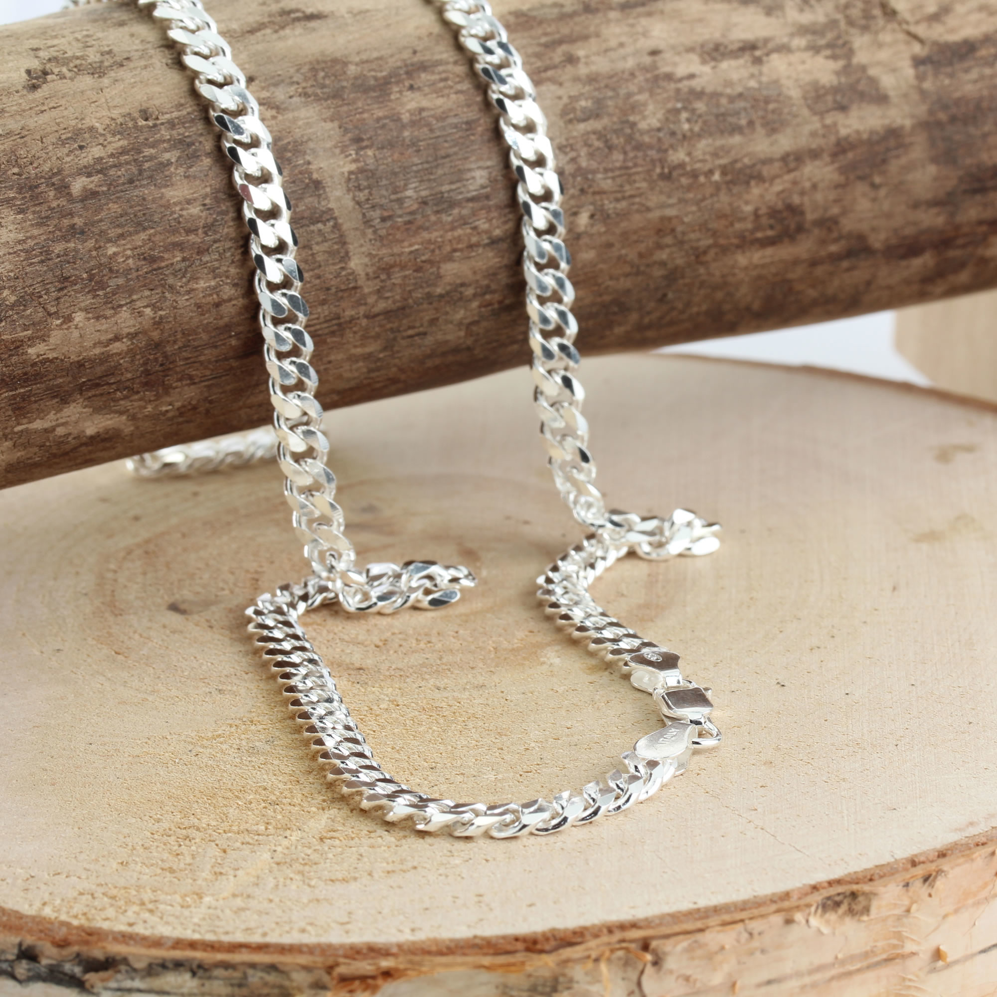 Solid Sterling Silver Curb Chain With Quality Lobster Clasp - 5.10mm Wide