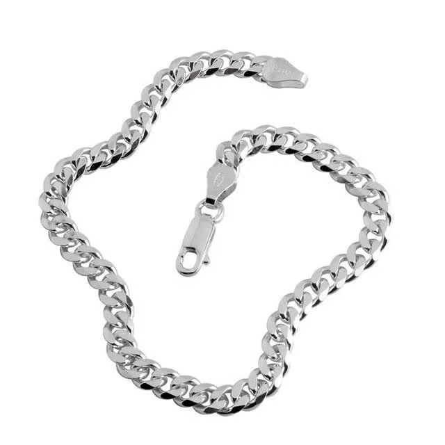 Solid Sterling Silver Curb Bracelet -  5.10mm - British Hallmarked