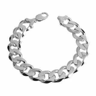 Heavy Silver Curb Bracelet 15mm Width