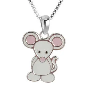 Children's Silver Mouse Pendant with Chain