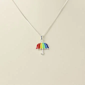 Rainbow Umbrella Silver Pendant