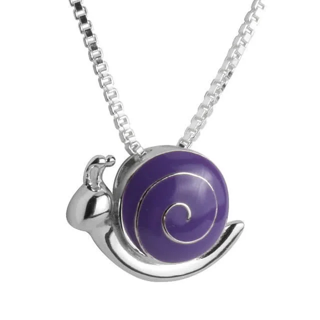 Sterling Silver Girls Purple Snail Pendant