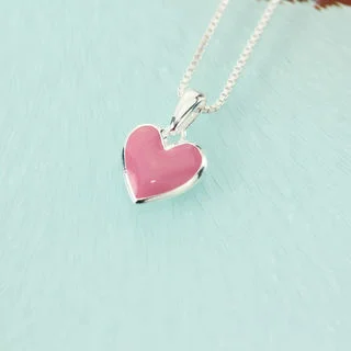 Pink Enamel And Sterling Silver Girls Pendant