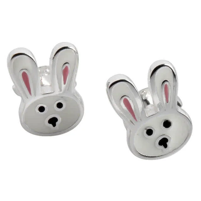 Girl's Enamel Bunny Stud Earrings - Fun Earrings suitable for young girl's