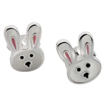 Girl's Enamel Bunny Stud Earrings