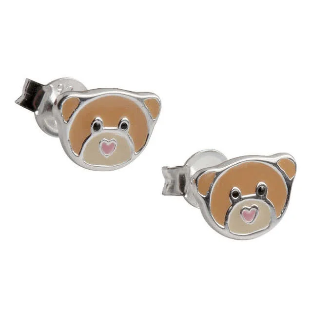 Child's Teddy Bear Enamel Stud Earrings