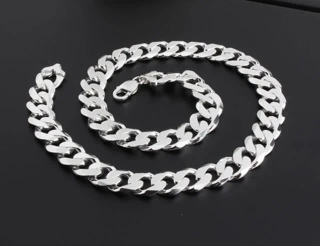 15mm Wide Heavyweight Solid Sterling Silver Curb Chain