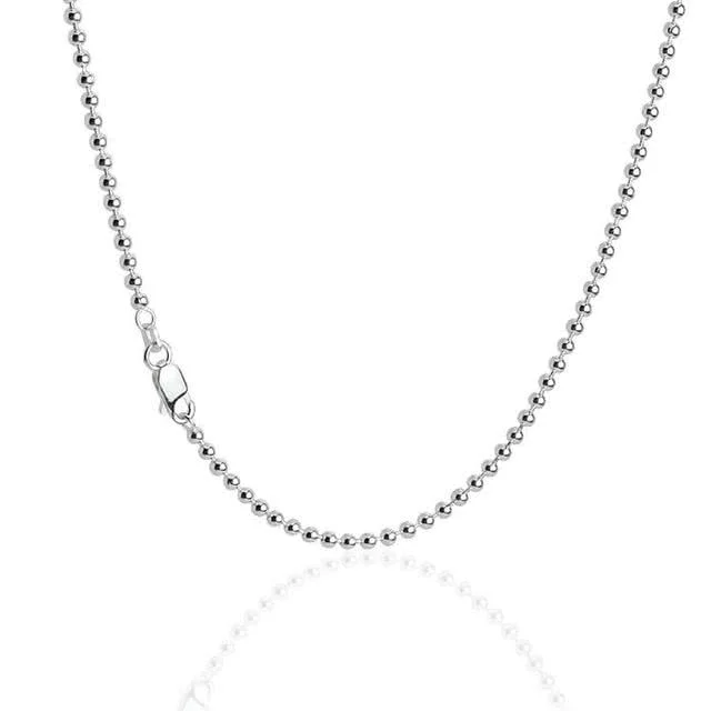 Sterling Silver Bead Chain 2.20mm - Ideal for pendants and dog tag jewellery
