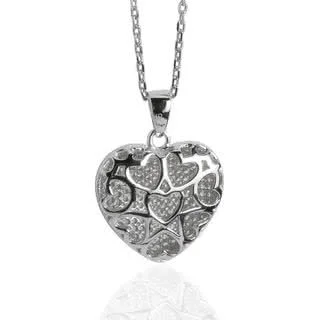 Reverse of pendant features a cut out hearts design