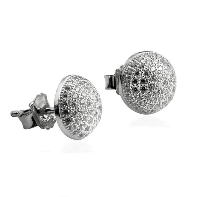 Micro Set Round Silver Stud Earrings