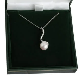 Freshwater Pearl and Cubic Zirconia Swirl Pendant