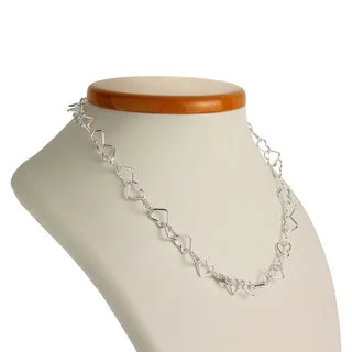 Polished Sterling Silver Heart Link Necklace