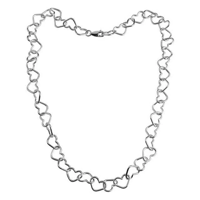 Silver Heart Link Necklace - The heart shaped links create a sophisticated look