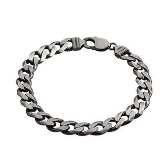 Gun Metal Finish Silver Curb Bracelet - 9.2mm