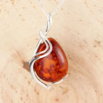 Baltic Amber Swirl Overlay Silver Pendant