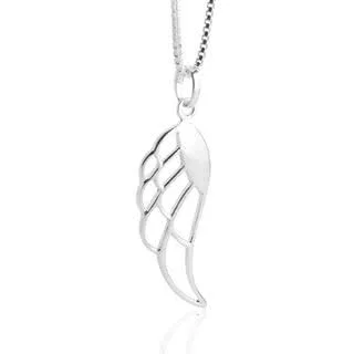 Curved Angel Wing Silver Pendant