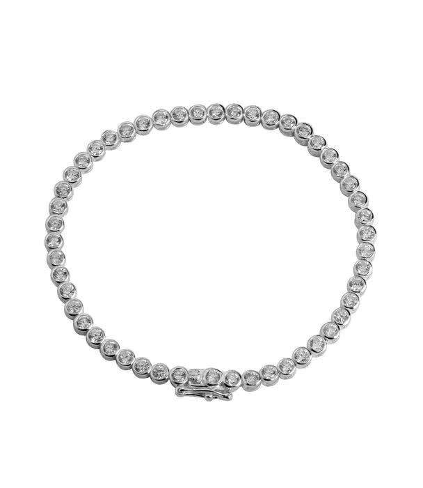 Silver Tennis Bracelet Set with 50 individual sparkling 3.50mm diameter Cubic Zirconia stones