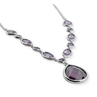 Silver Amethyst Cubic Zirconia Necklace