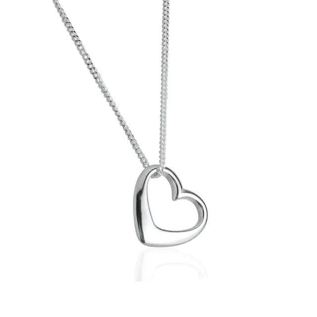 Classic Floating Silver Heart Necklace - Supplied with an 18 inch chain