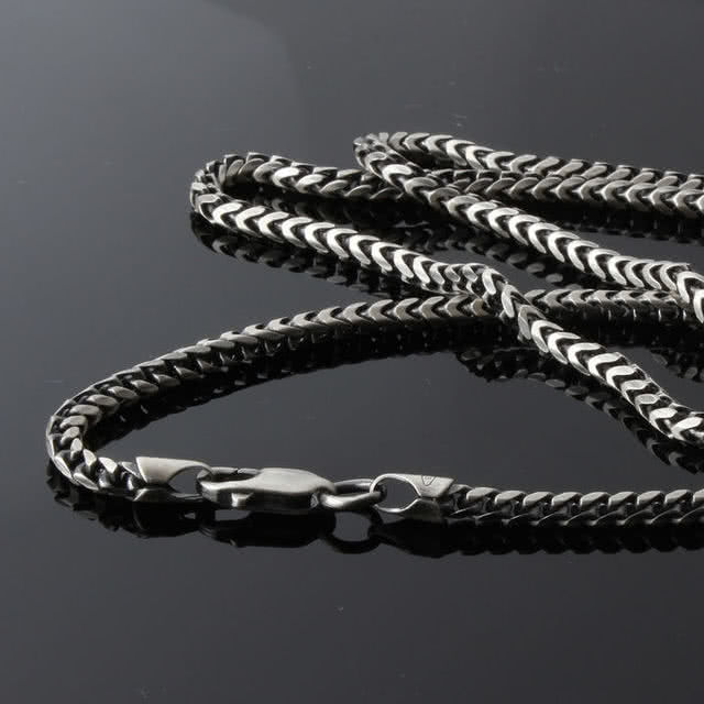 Men's Sterling Silver Oxidised Chain, 4 