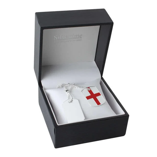 St George Double Dog Tag Necklace - Personalised Engraving Available