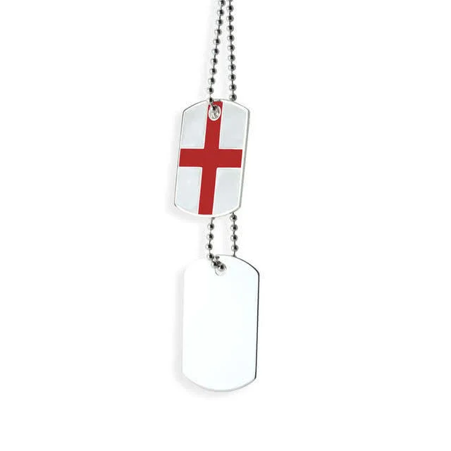 St George Double Dog Tag Necklace -  35mm x 25mm St George Tag Size