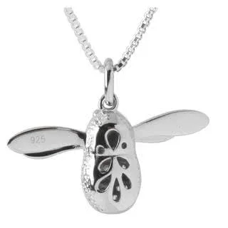 Bumble Bee Silver Cubic Zirconia Pendant - 30mm Wingspan 