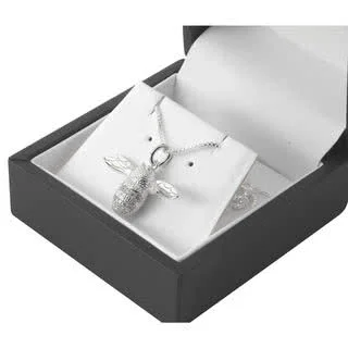 Silver Bee Cubic Zirconia Pendant - Claw Set CZ