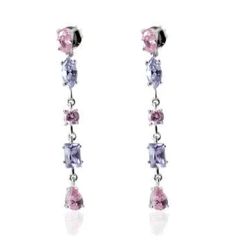 Pink and Lavender Long Drop Earrings