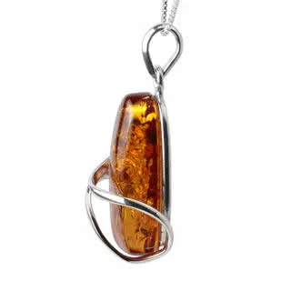 Golden Honey Amber Silver Wrapped Pendant