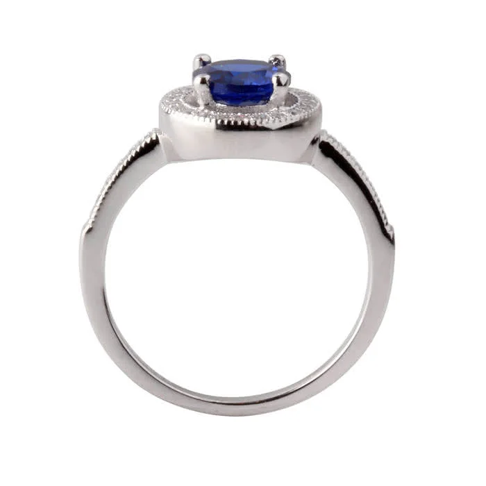 Sterling Silver Blue Sapphire CZ Ring