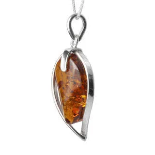 Amber Leaf Pendant - Measures 58mm x 30mm and weighs 12.1 grams / 0.38 t oz.