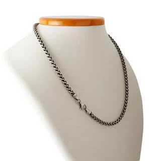 Men's Gun Metal Silver Braided Curb Chain - 20 to 24 inch