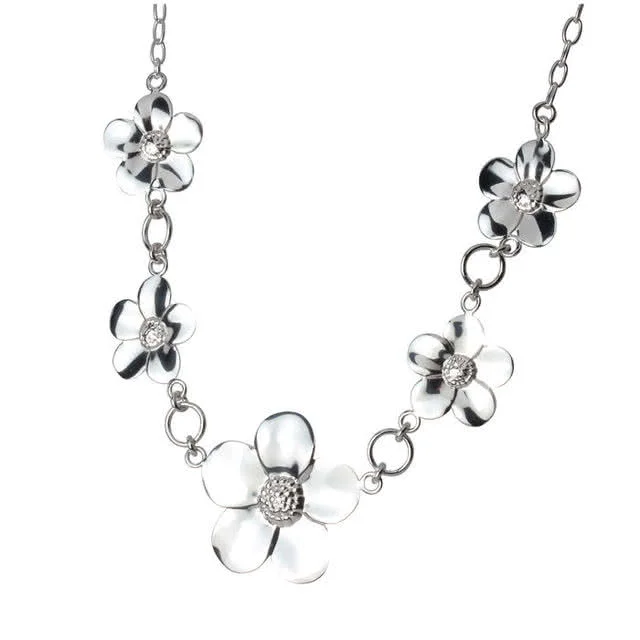 Sterling Silver Five Flower Necklace