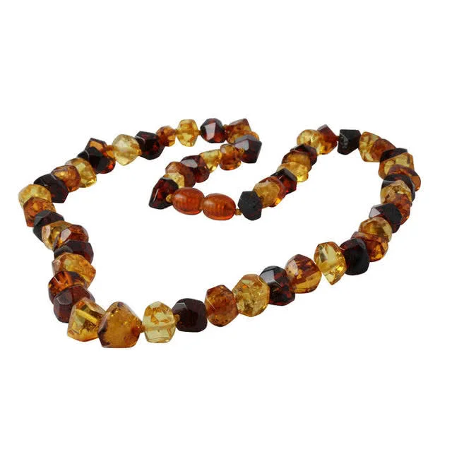 Faceted Multi Colour Baltic Amber Bead Necklace