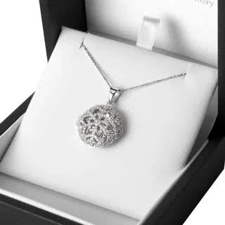 Sparkling Simulated Diamond Silver Snowflake Locket