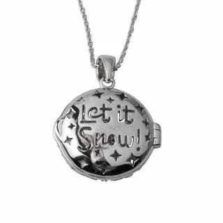 Snowflake Silver Locket - Let It Snow Cut Out Design on Reverse of the Locket