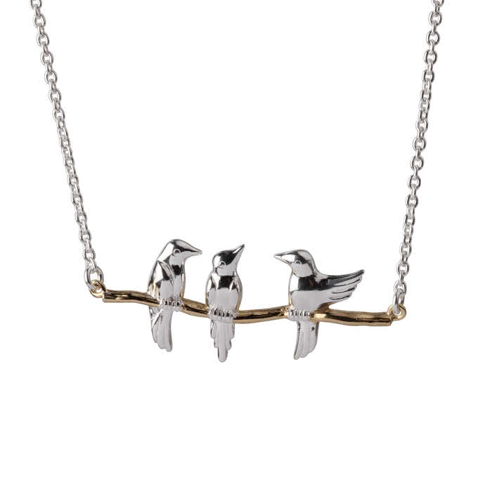 Three Little Birds Necklace Gold Hot 