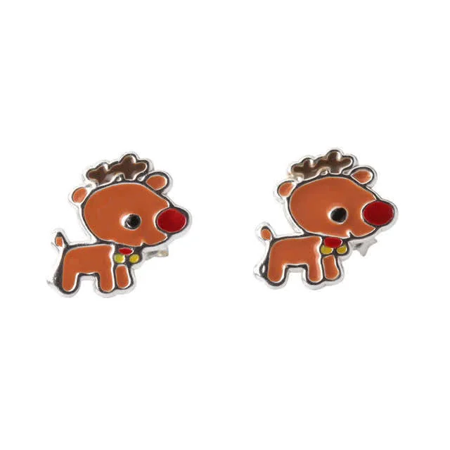 Rudolph Reindeer Silver Earrings