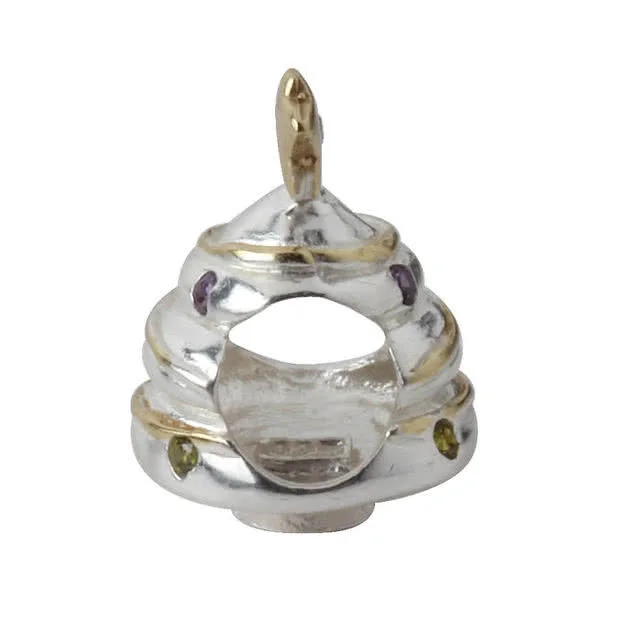 Crystal Set Christmas Tree Charm Bead - Gold Plated Detailing on the Star