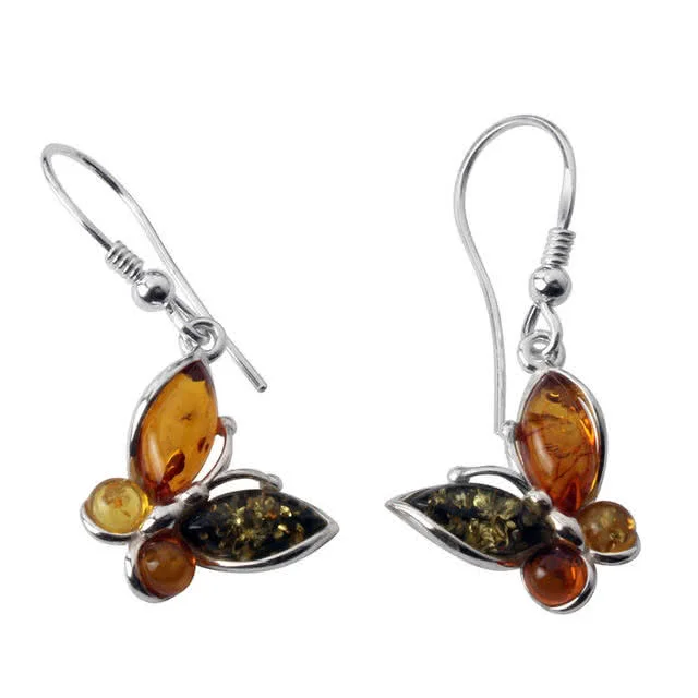 Amber Butterfly Drop Earrings - Drop length is 36mm