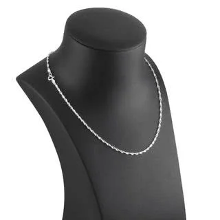 Diamond Cur Sterling Silver Singapore Chain