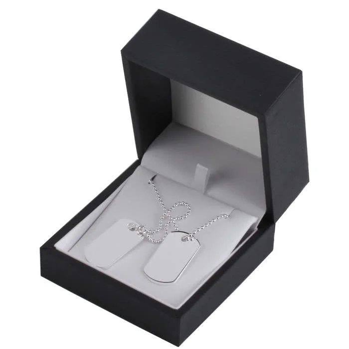 Pure Luxe Jewelry Men's 925 Sterling Silver Hip Hop Dog Tag Mini Pendant With CZ, Unisex, Includes Gift Box