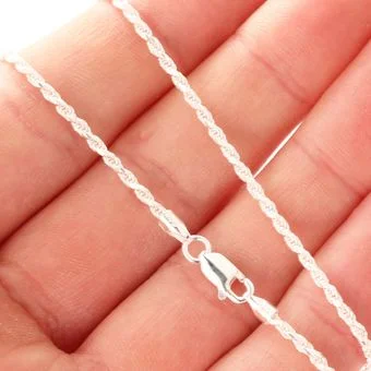 Ladies Lightweight Diamond Cut Sterling Silver Rope Chain