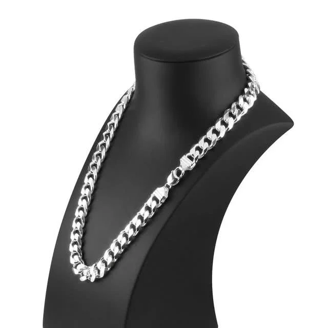 Super Heavyweight Men's Silver Curb Chain - 13.60mm wide 4.60mm depth links